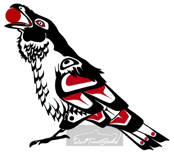 4" Pacific Northwest Native American tribal Raven vinyl sticker Decal for car.