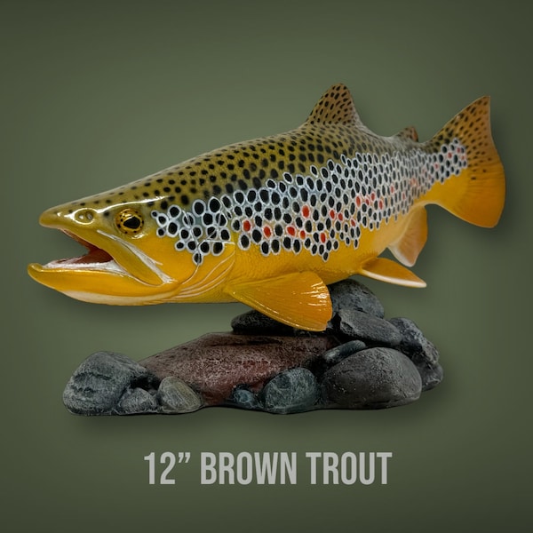 Brown Trout Sculpture Fishing gift for angler fisherman Flyfishing FlyTying Taxidermy Art Home Decor Lodge Cabin Gift for Him Graduation