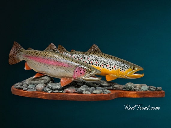 Combo Trout Sculptures, Rainbow Trout & Brown Trout Pair, Flyfishing, Fly  Tying, Taxidermy, Art, Home Decor, Cabin, Gift, Graduation 