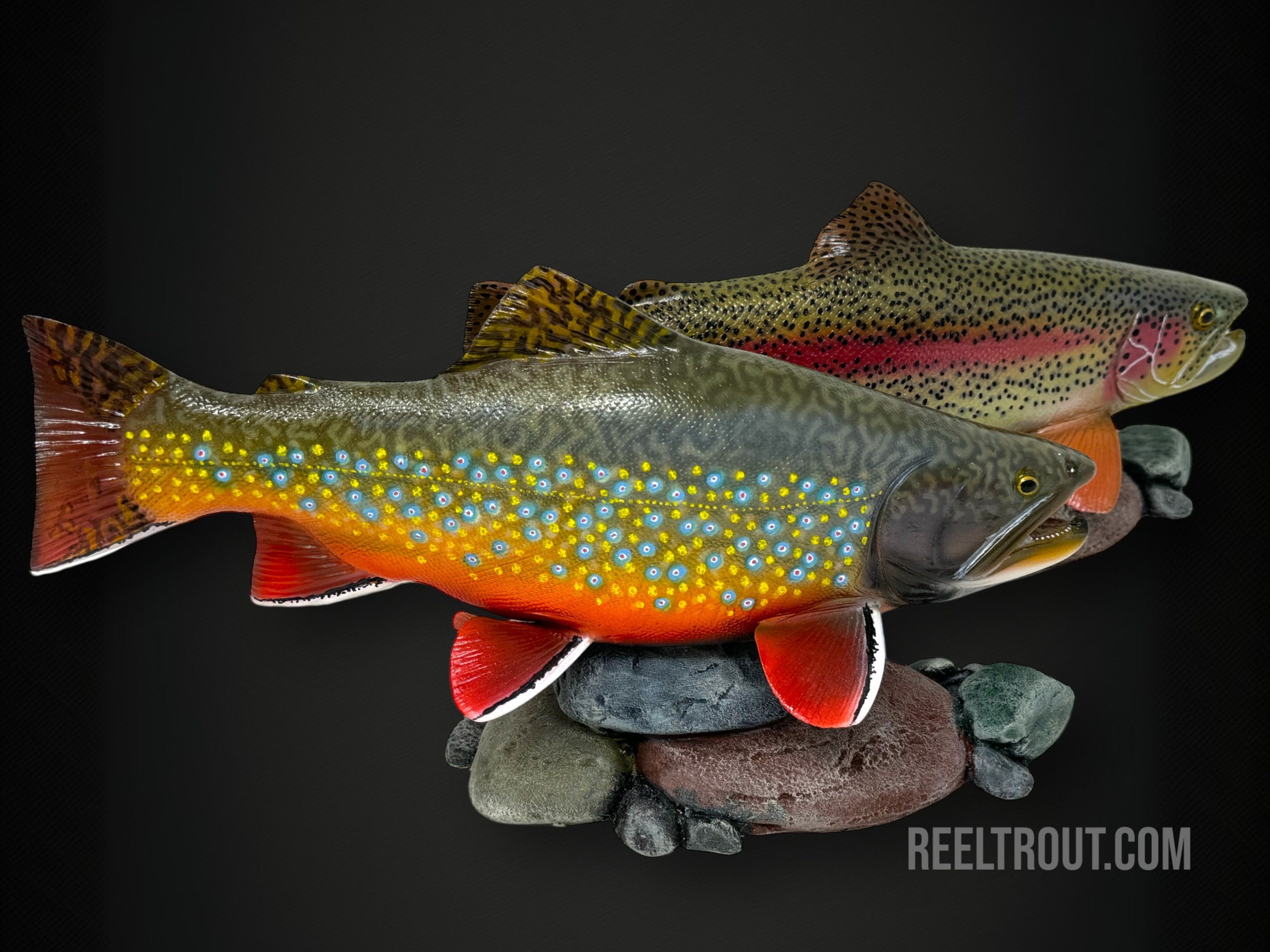 Rainbow Trout & Brook Trout Sculpture Pair Perfect Gift Flyfishing