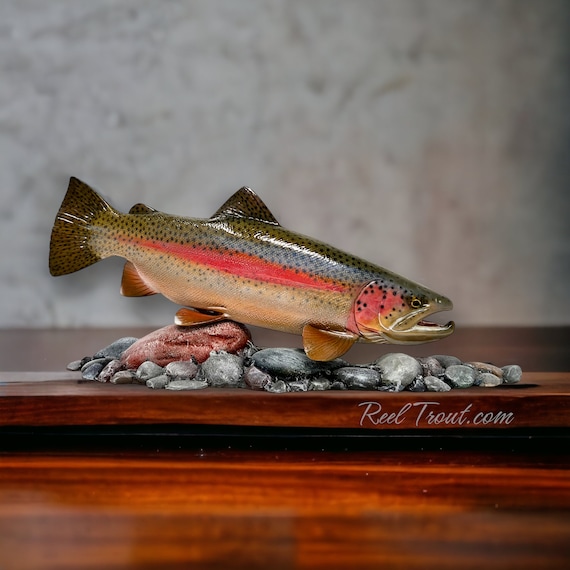 Rainbow Trout River Sculpture Fishing Gift for Anglers Handmade Made in  America Taxidermy Art Home Decor Lodge Cabin Lake House Airbnb 