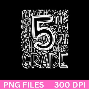 5th Grade Typography PNG, Team Fifth Grade Teacher Design, Back to School Sublimation, Fifth Grade Teacher Shirt PNG