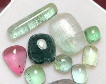 31 Carat Tourmaline Cabochons: Natural Gemstones (5.9-19.8mm Sizes)