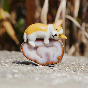 WOSTU Ciondolo bassotto con ciondolo cane Corgi in argento