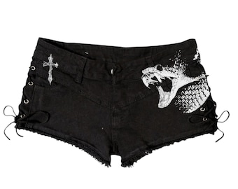 Y2K Alternativa Grunge Snake Mini Shorts