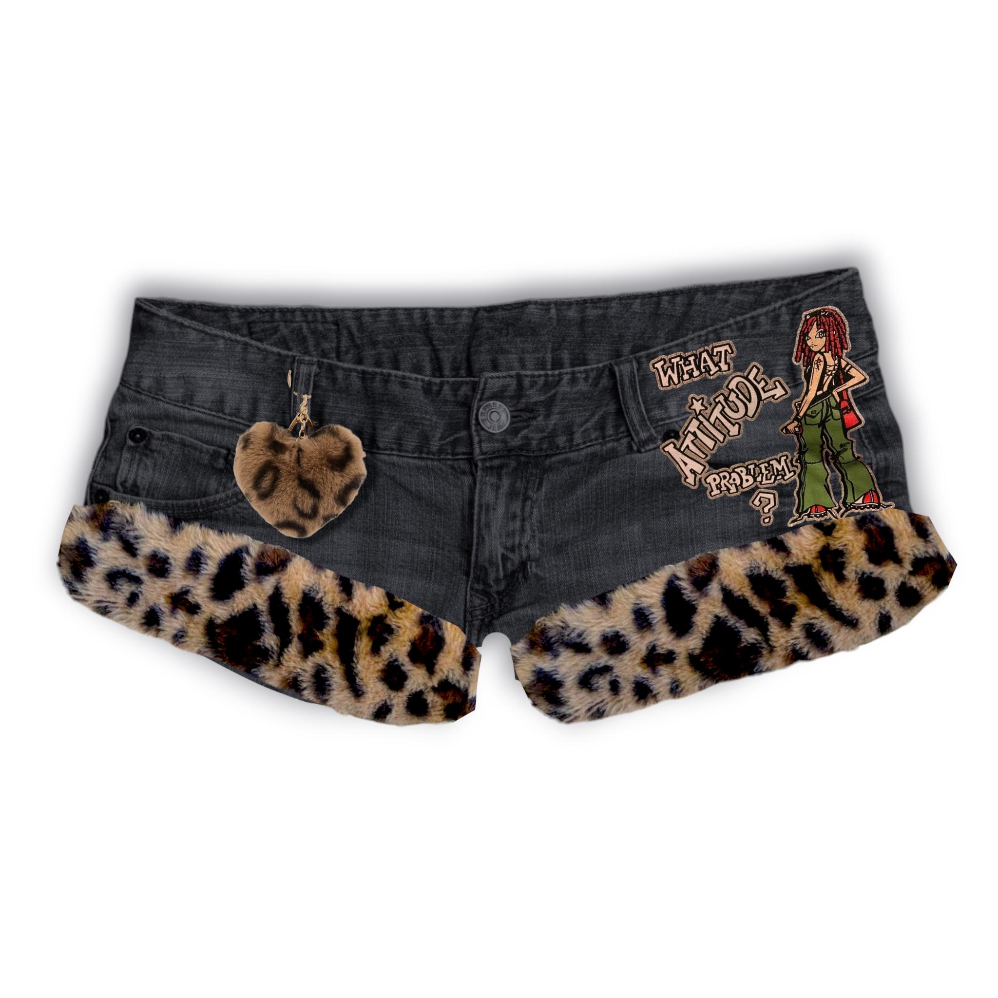 Reworked Y2K Mcbling Grunge Gyaru Fur Trim Denim Micro Shorts - Etsy