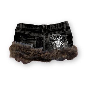 Reworked Y2K Grunge Gyaru Fur Trim Denim Mini Skirt