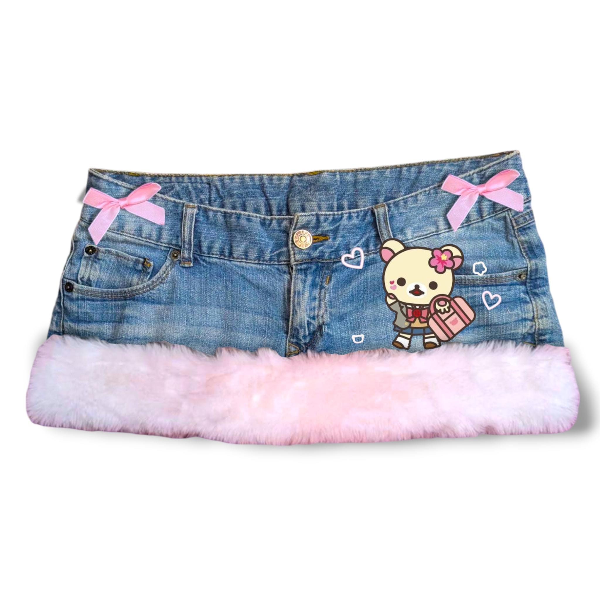 Denim Mini Skirt White Jean Skirt Xd Cutecore Skirt