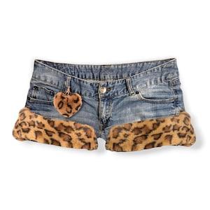 y2k 平成ギャル grunge leopard short denim