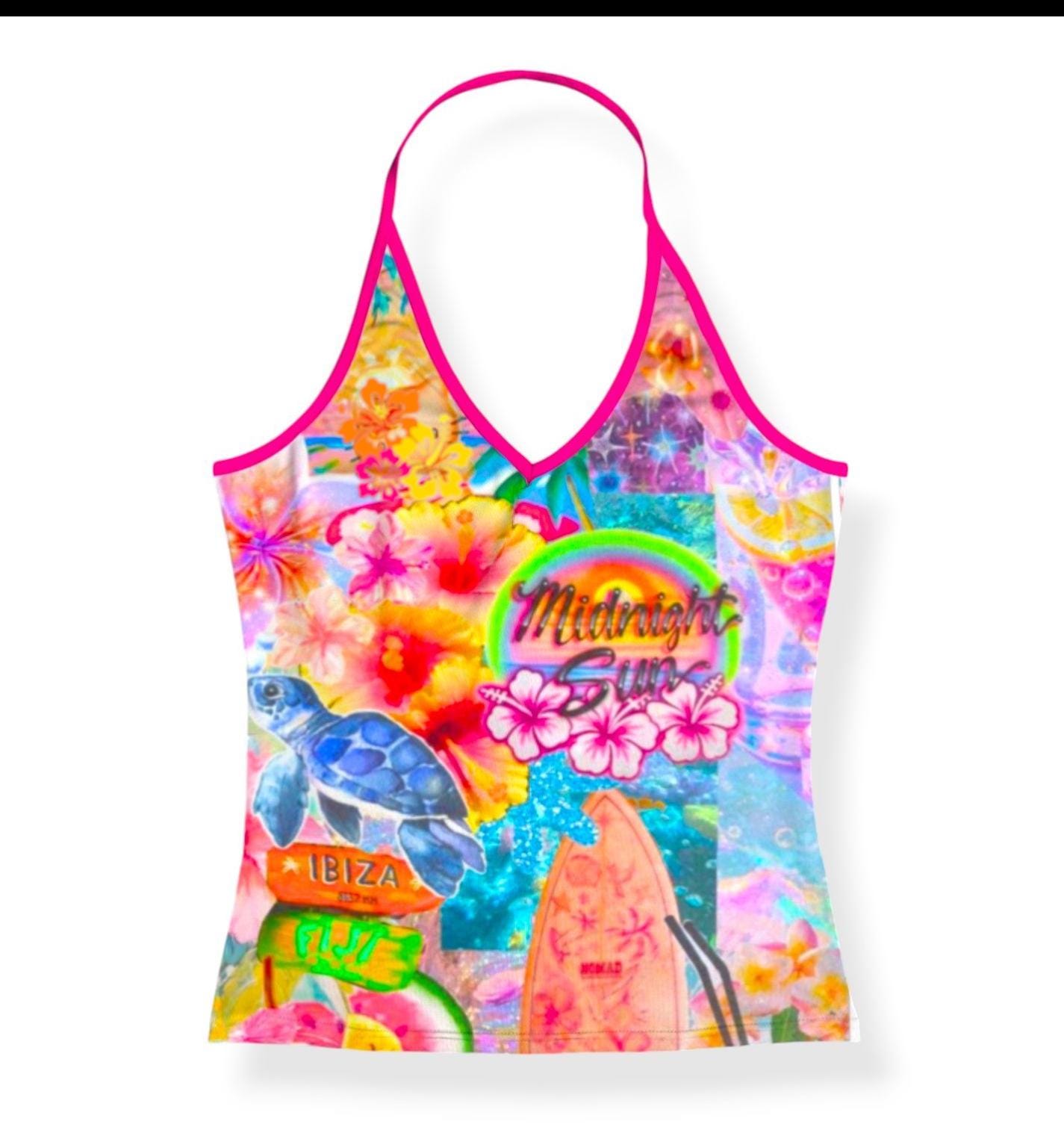 Y2K Halter Top, Custom Gyaru Coconut Girl Graphic Summer Tank - Etsy