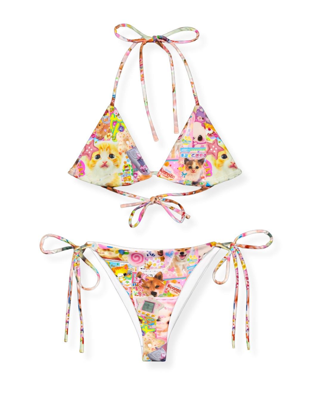 Y2K Inspired Kawaii Cat Harajuku Decora Cutecore Cyber Rave Bikini - Etsy