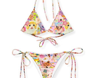 Y2K Inspired Kawaii Cat Harajuku Decora Cutecore Cyber Rave Bikini