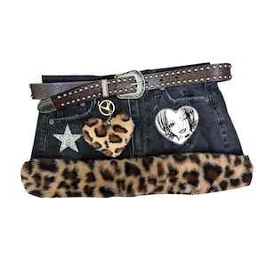 Shoujo Y2K Mcbling Nana Gyaru Fur Trim Denim Micro Skirt