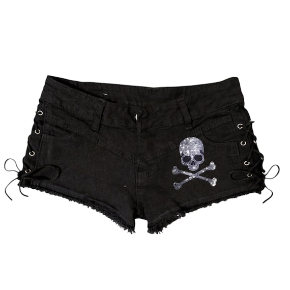 Reworked Y2K Alternative Goth Skull Mini Shorts - Etsy