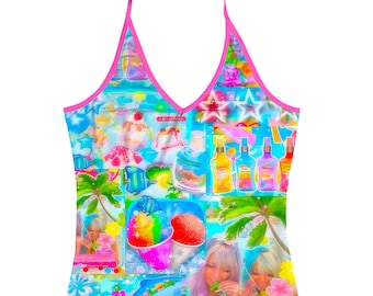 Top halter estilo Gyaru Coconut Girl de los años 2000, personalizado.