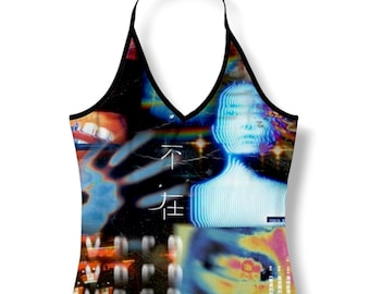 Y2K Custom Alternative Cyber Psychedelic Halter Top