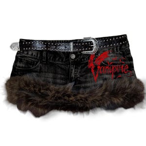 Reworked Y2K Goth Emo Alternative Grunge Trim Denim Mini Skirt