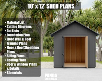 10x12 Garden Shed Plans - DIY Backyard Shed - Building Guide- Blueprint