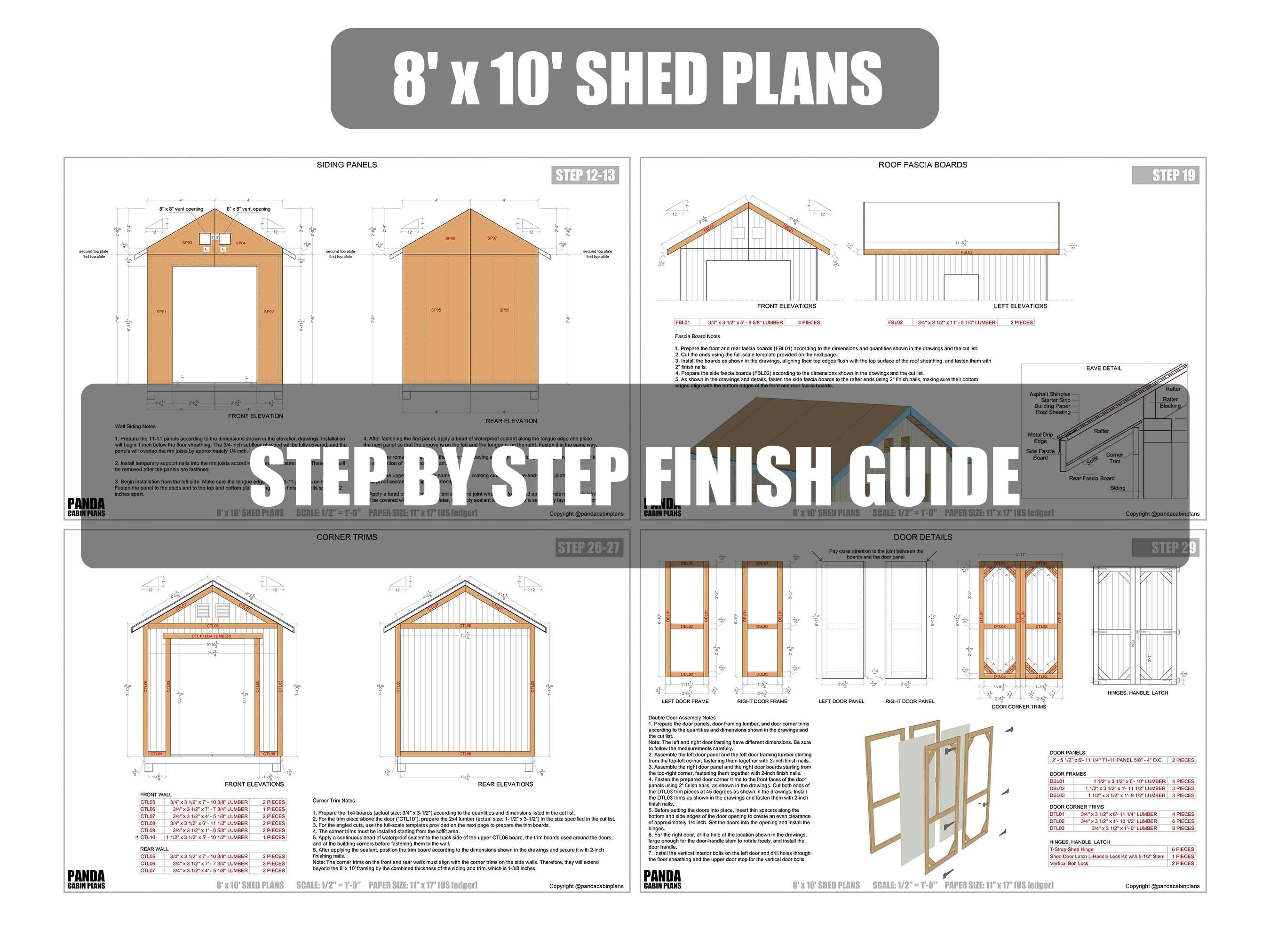 8x10 Shed Plans - DIY Building Guide - Blueprints PDF With Material