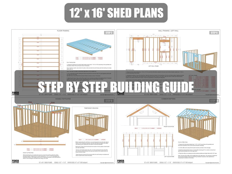 12x16 Shed Plans - DIY Building Guide - Blueprints PDF with Material List image 5