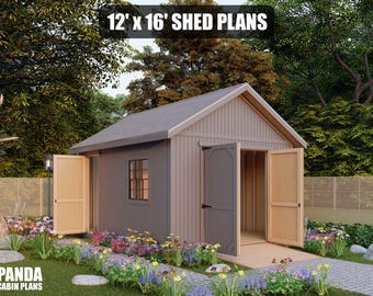 12x16 Shed Plans - DIY Building Guide - Blueprints PDF with Material List