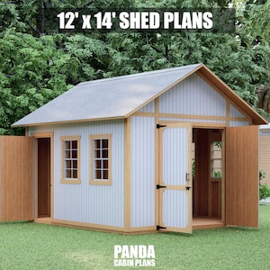 12x14 Garden Shed Plans - DIY Backyard Shed - Building Guide- Blueprint