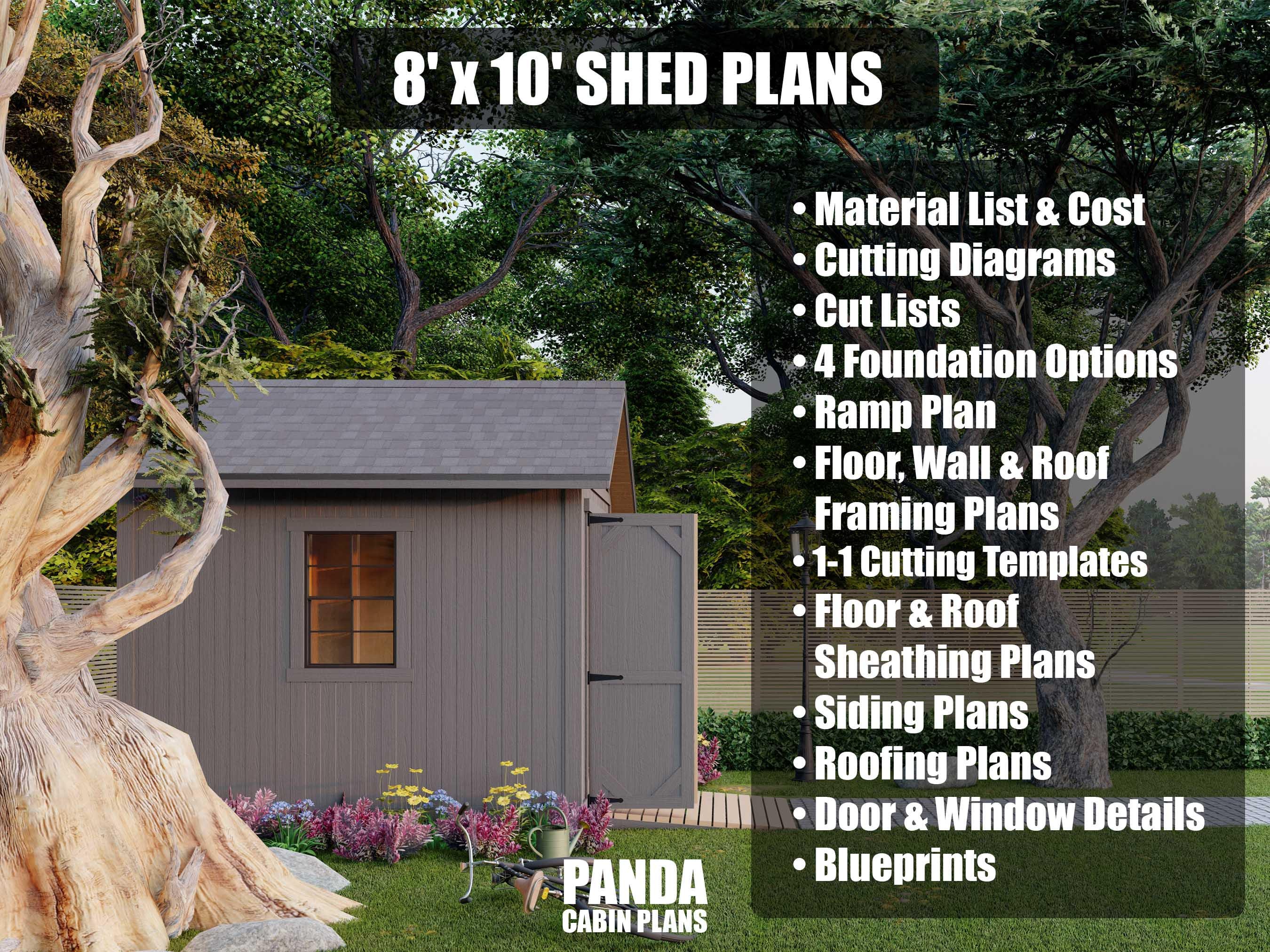 8x10 Shed Plans - DIY Building Guide - Blueprints PDF With Material