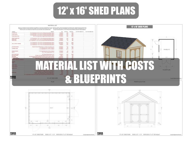 12x16 Shed Plans - DIY Building Guide - Blueprints PDF with Material List image 7