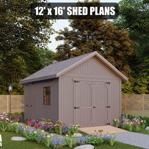 12x16 Shed Plans - DIY Building Guide - Blueprints PDF with Material List image 2
