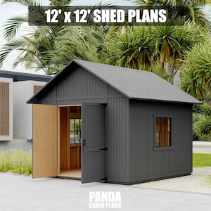 12x12 Garden Shed Plans - DIY Backyard Shed - Building Guide- Blueprint