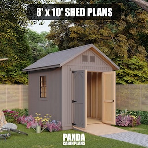 8x10 Shed Plans - DIY Building Guide - Blueprints PDF with Material List