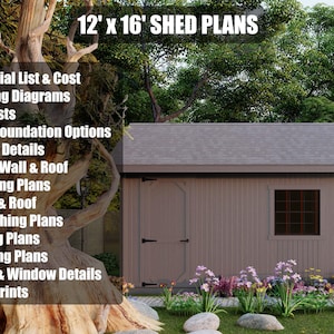 12x16 Shed Plans - DIY Building Guide - Blueprints PDF with Material List image 3