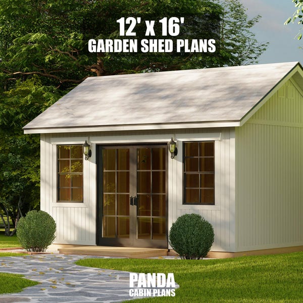 Projeto de um galpão de jardim 12x16 - Projetos de construção faça você mesmo - Plantas em PDF com lista de materiais