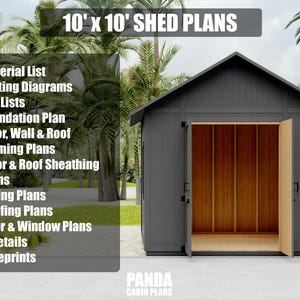 10x10 Garden Shed Plans - DIY Backyard Shed - Building Guide- Blueprint