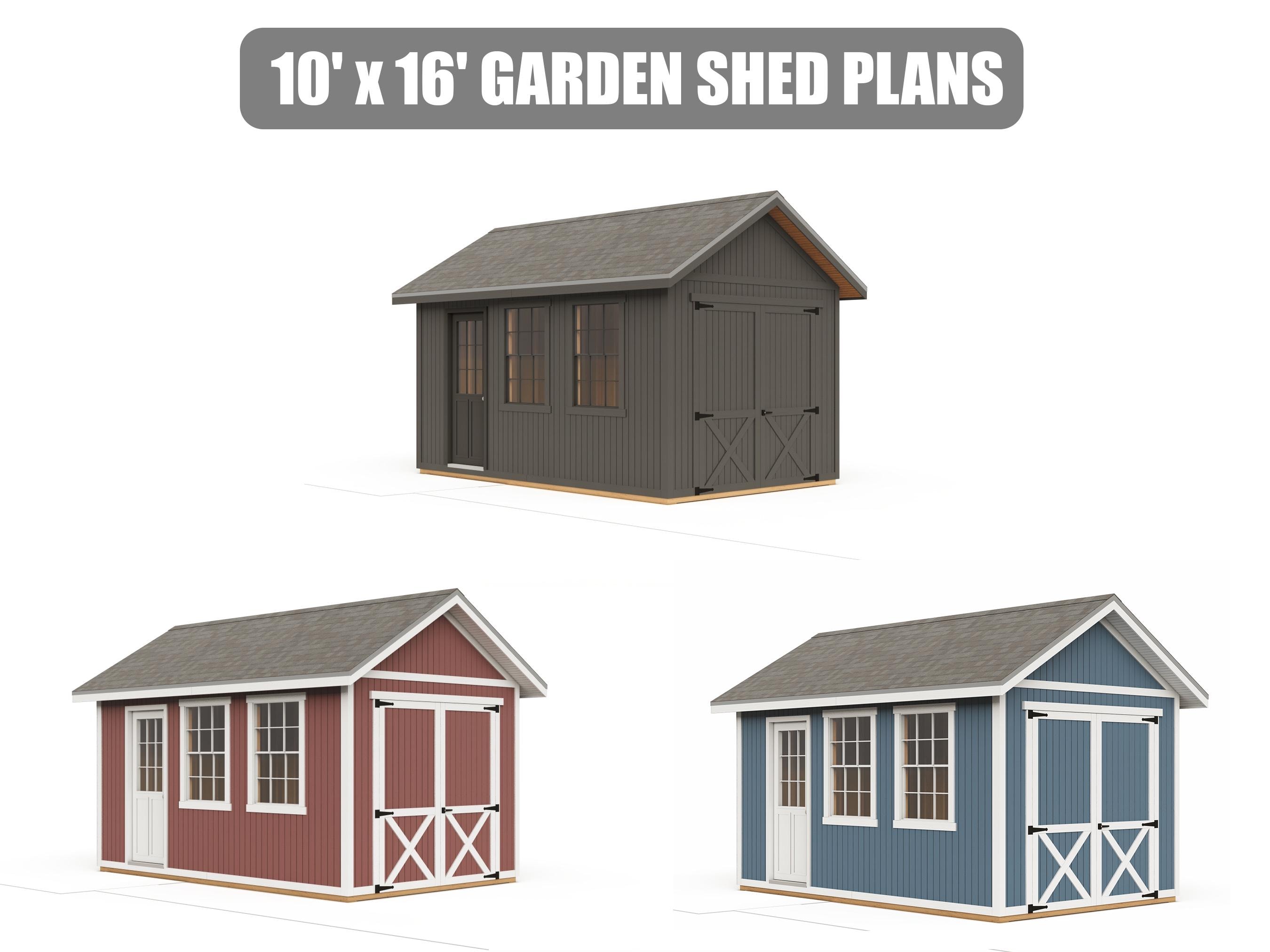 10x16 Garden Shed Plans - DIY Building Guide - Blueprints PDF With
