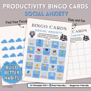 Bingo de ansiedad social: aumenta tu confianza con este juego imprimible de bienestar mental para adultos. Descarga instantánea.