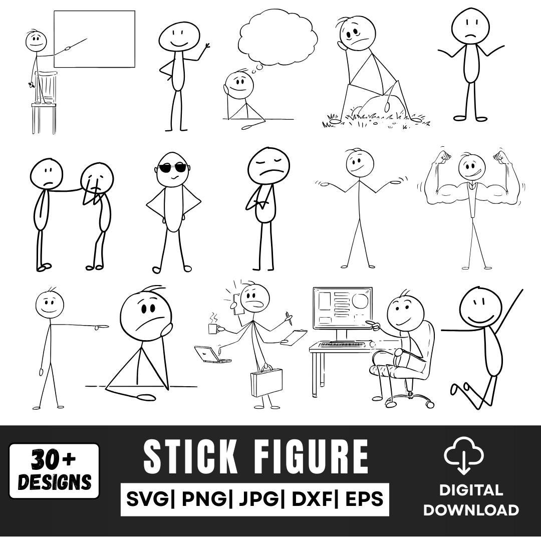 Stick Figure Slashed Stick Figure SVG Bundle, Stick Figure PNG Bundle, Stick Figure Clipart ...