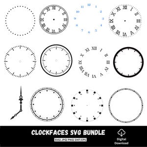 Clock Face SVG Bundle, Clock Svg, ClockFace Clipart, Clock Face Svg For Cricut, Clock Face Silhouette, Roman Numeral Clock