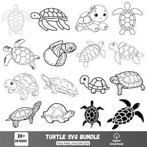 Sea Turtle SVG Bundle | Tortoise & Turtle Clipart | Floral Sea Turtle Cricut Files | Instant Download Cut Files