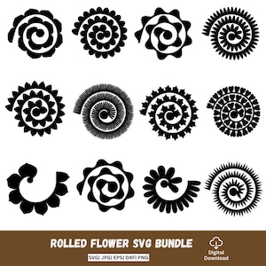 Rolled Flower Svg, Rolled Flower Template, Paper Flower, 3d Flower Svg, Rolled Paper, Cricut Flower Svg, Wedding Flower Svg,Digital Download