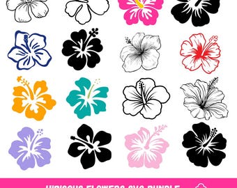 Hibiscus Flowers Svg Bundle, Hibiscus Svg Png, Hawaiian Flower Svg, Tropical Flowers Svg, Flowers Clipart, Cute Flowers Svg,Instant Download