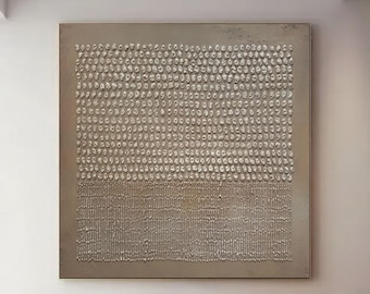 Wabi Sabi Beige Gips Wandkunst, 3D Strukturierte Japandi Leinwand