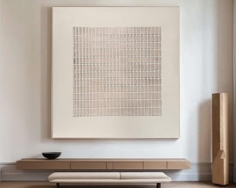Wabi Sabi Beige Gips Wandkunst: 3D Strukturierte Japandi Leinwand