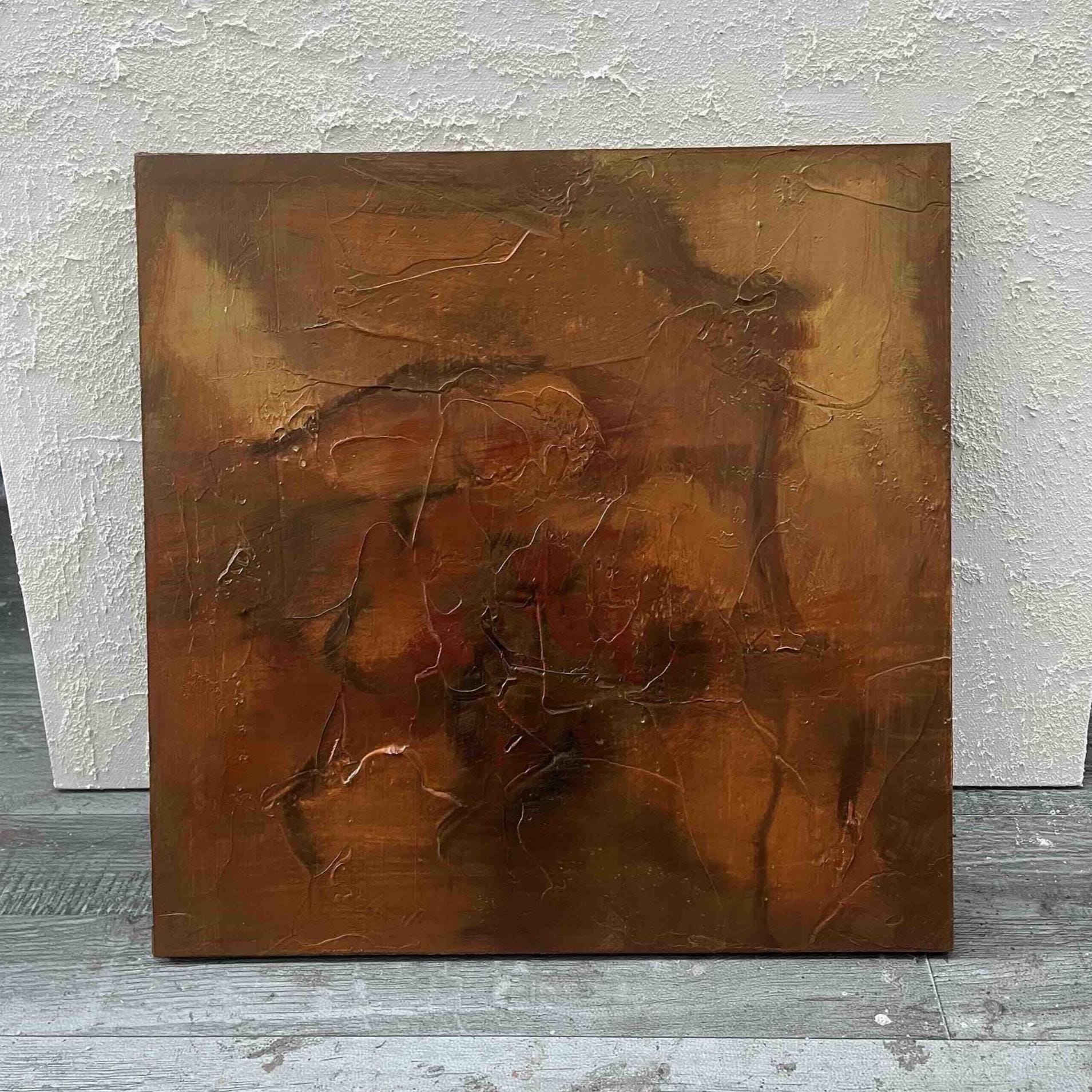 Hand Painted Wabi Sabi Abstract Canvas Art Brown & Beige Square ...