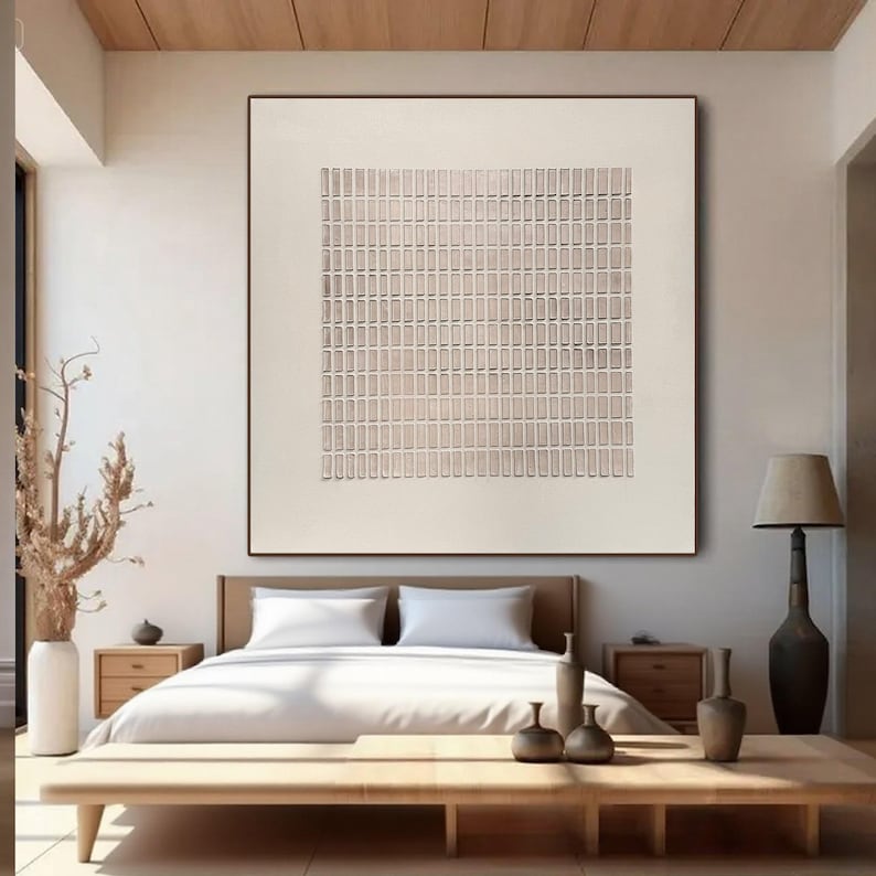 Wabi Sabi Beige Plaster Wall Art: 3D Textured Japandi Canvas - Etsy