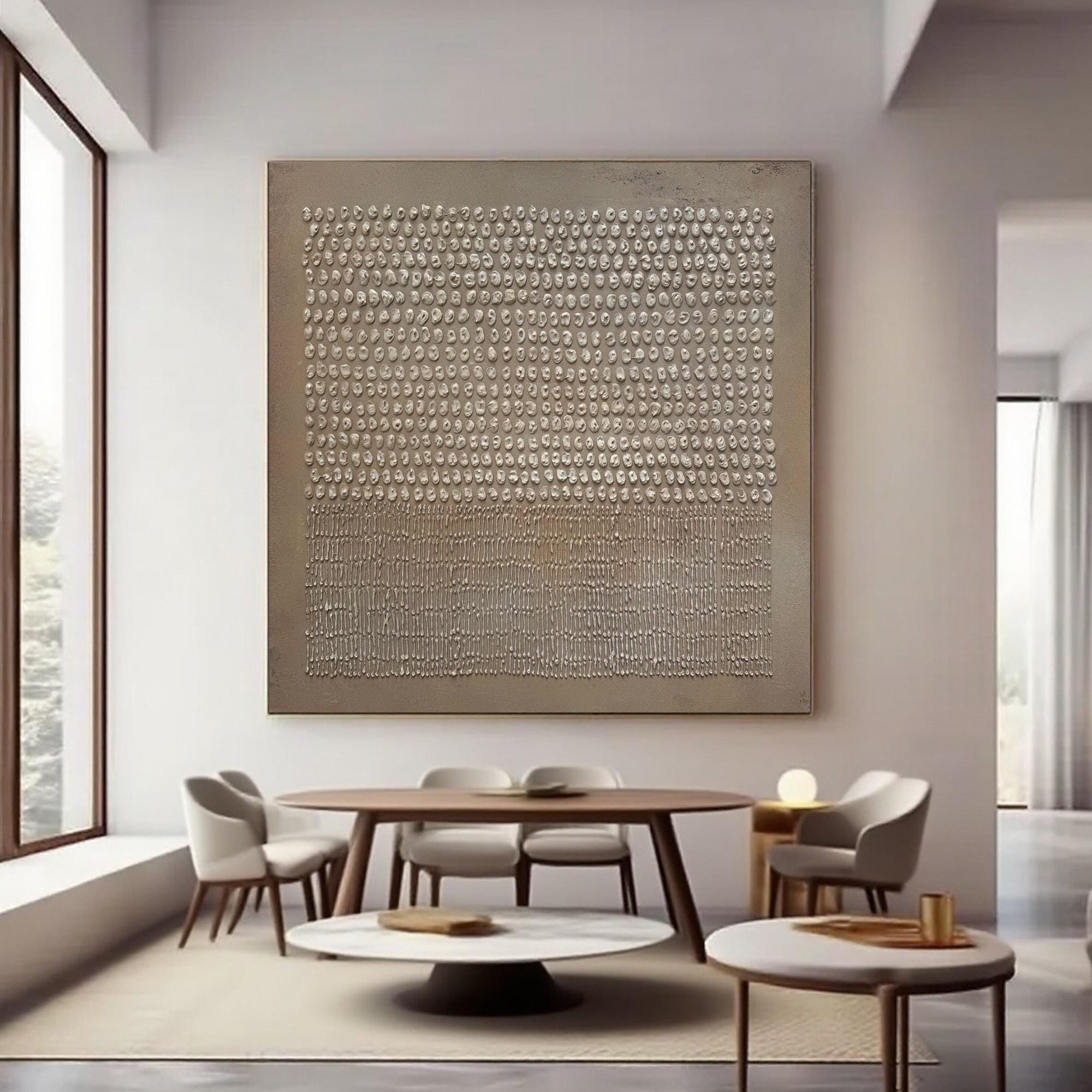 Wabi Sabi Beige Plaster Wall Art, 3D Textured Japandi Canvas Painting ...