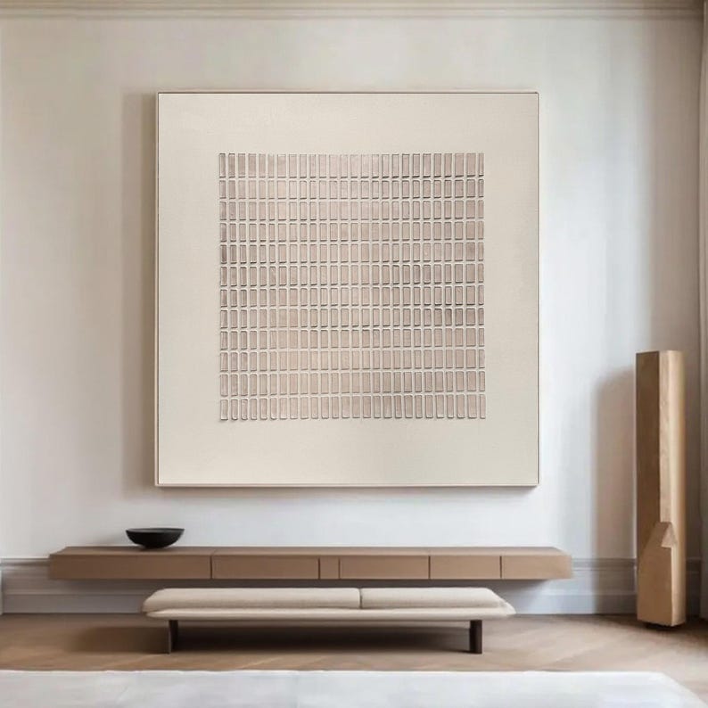 Wabi Sabi Beige Plaster Wall Art: 3D Textured Japandi Canvas - Etsy
