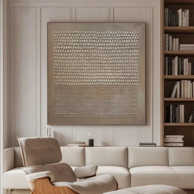 Wabi Sabi Beige Plaster Wall Art, 3D Textured Japandi Canvas Painting ...