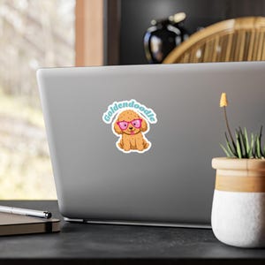 Goldendoodle Kiss-Cut Vinyl Decals - Adorable Dog Sticker, Laptop Decal, Car Window Decoration, Pet Lover Gift, Cute Puppy Decal