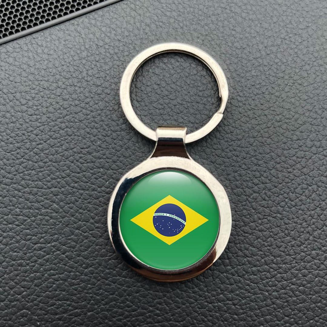 Brazil National Flag Keychain Domed Sticker Decal 3D Resin Epoxy Car ...